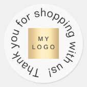 Business logo white simple thank you classic round sticker (Front)
