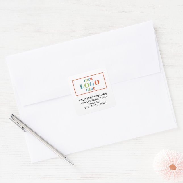 Business Logo White Square Return Address Labels (Envelope)