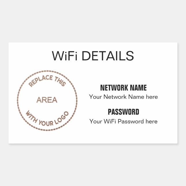 Business Logo Wifi Details Office Event Visitors Sticker (Front)