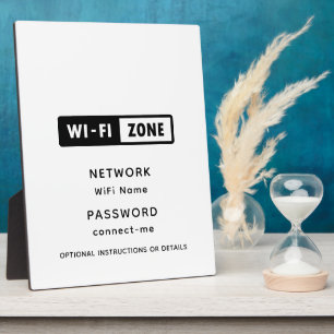 Business Logo WiFi Network & Password Details Plaque