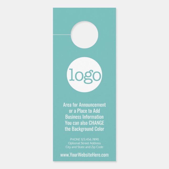 Business Logo with Announcement and Contact Info Door Hanger (Front)