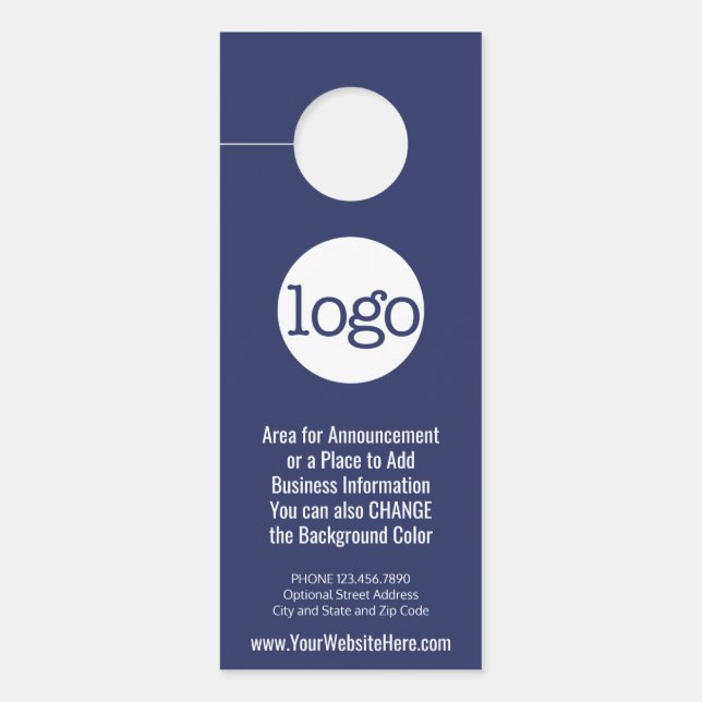 Business Logo with Announcement and Contact Info Door Hanger (Front)