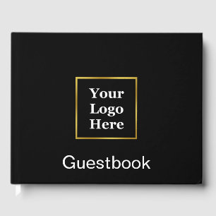 Business Logo with Text Black and Gold Elegant Guest Book