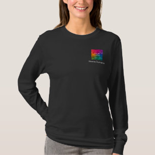 Business Logo Womens Double Side Basic Long Sleeve T-Shirt