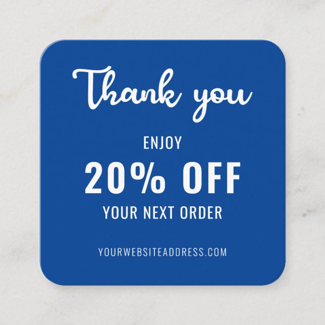 Business Loyalty Promo Elegant QR Code Blue White Discount Card (Front)