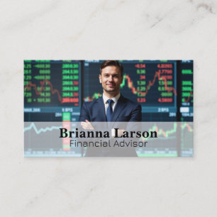 Business Man in Front of Financial Charts Card