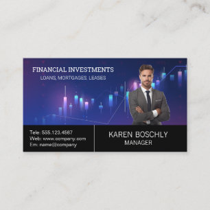 Business Man in Suit   Stock Chart Business Card
