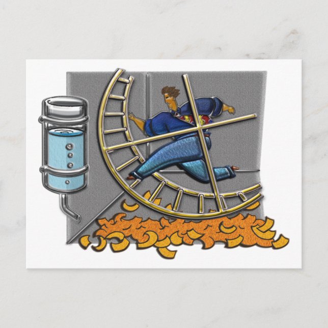 Business man on hamster wheel Postcard (Front)
