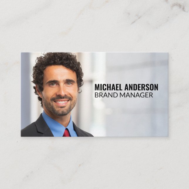 Business Man Portrait | Custom Add Photo Business Card (Front)