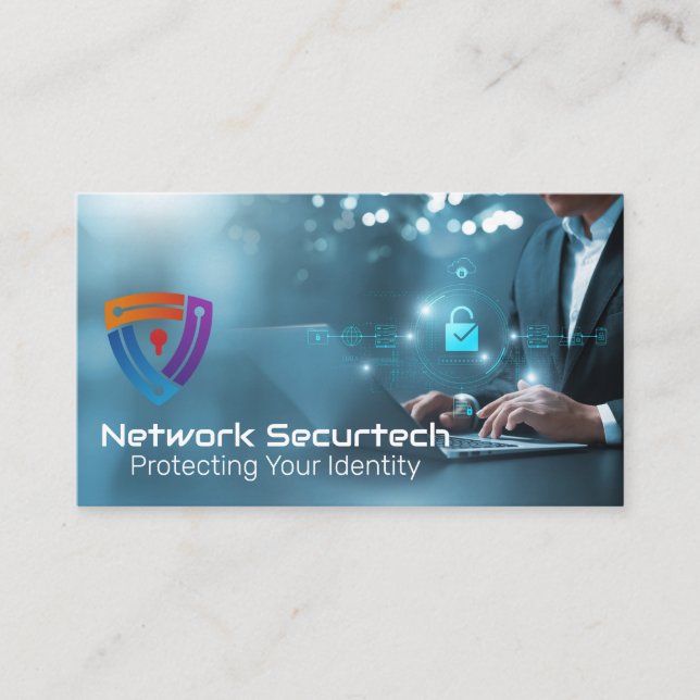 Business Man Securing Data | Encrypted Network Card (Front)