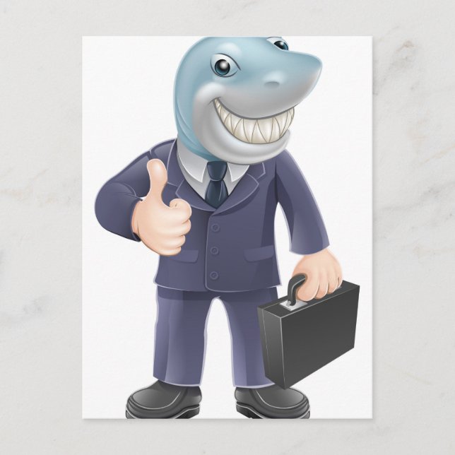 Business man shark postcard (Front)