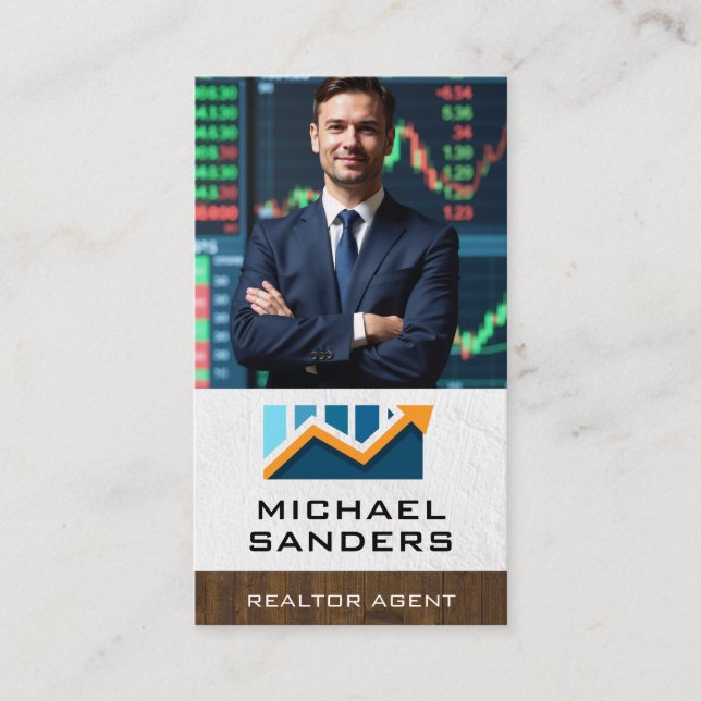 Business Man Smiling | Real Estate / Finance Business Card (Front)