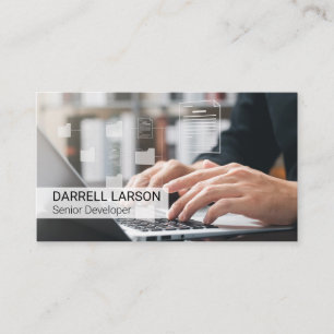 Business Man Working on Laptop Card