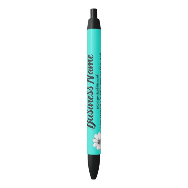 Business Marketing Personalized light teal Black Ink Pen (Front Vertical)