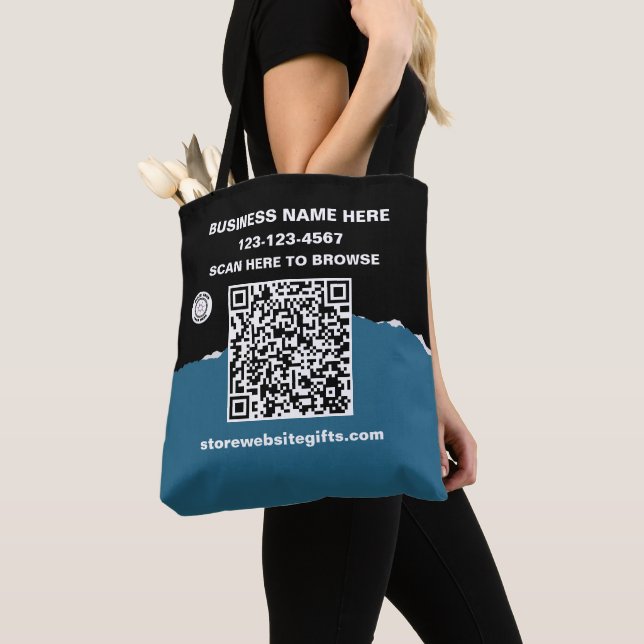 Business Marketing Promotional QR Code Logo  Tote Bag (Close Up)