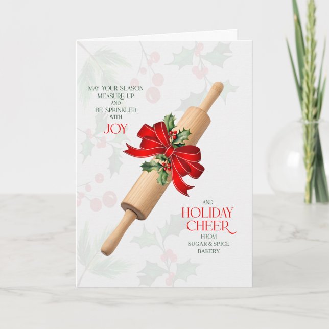 Business Measure Up and Sprinkled with Joy Name Holiday Card (Front)