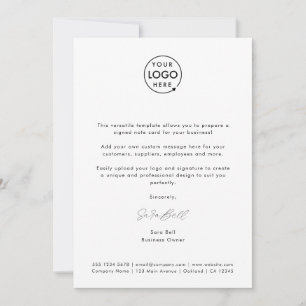 Business Memo   Modern Minimalist Signature Logo Card