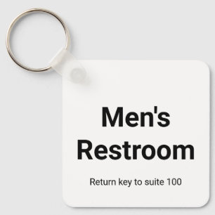 Business Mens Restroom Return Key 2 Sides White Keychain