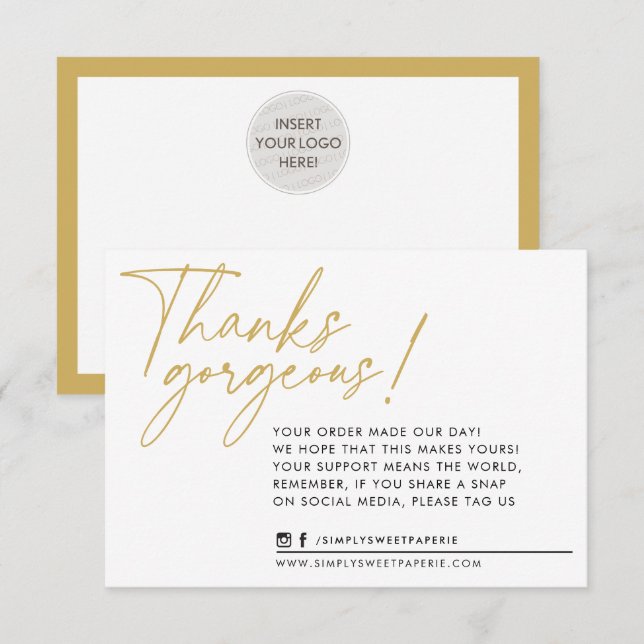 BUSINESS MERCI bille moderne stylo vieux or (Devant / Derrière)