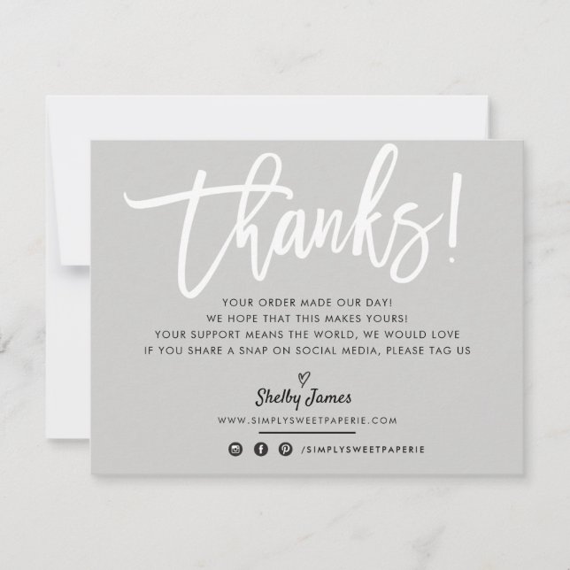 BUSINESS MERCI chic blanc script gris (Devant)