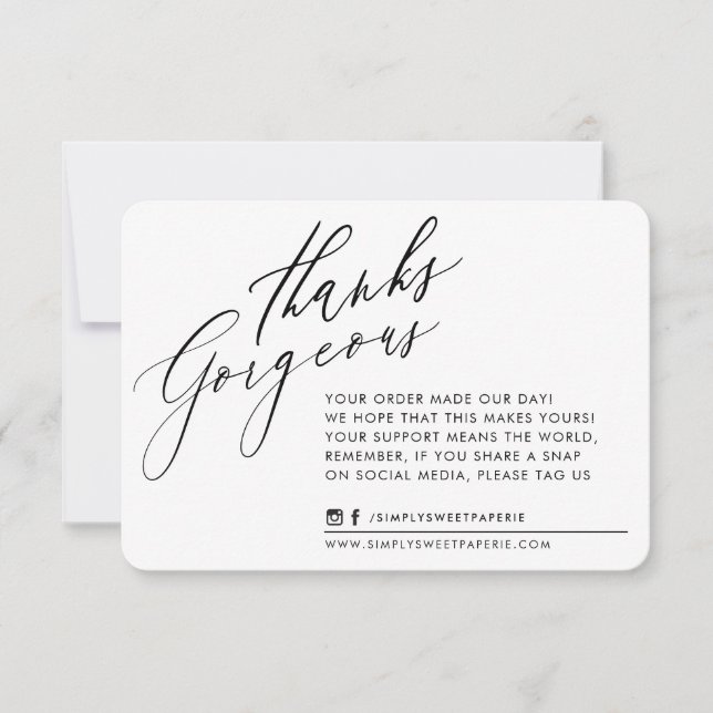 BUSINESS MERCI chic calligraphie noir blanc (Devant)