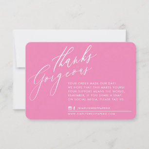 BUSINESS MERCI chic calligraphie rose inverse