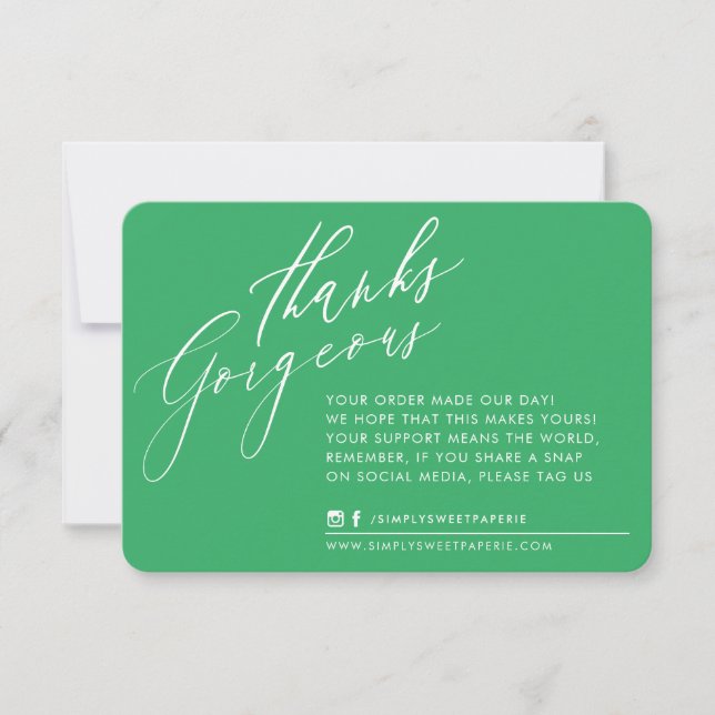 BUSINESS MERCI chic calligraphie verte inverse (Devant)