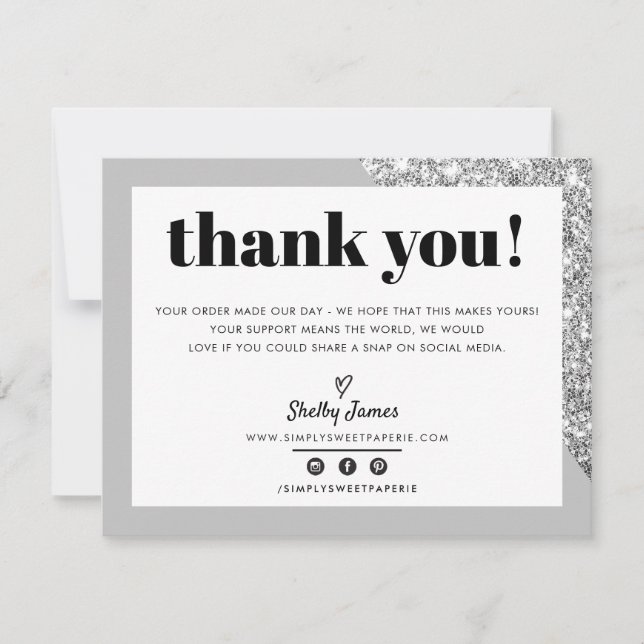 BUSINESS MERCI chic glam gris argent LOGO (Devant)