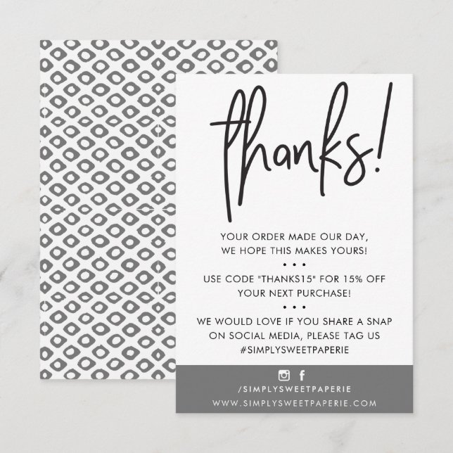 BUSINESS MERCI client moderne gris ikat (Devant / Derrière)