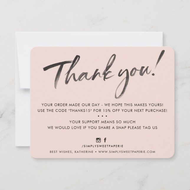 BUSINESS MERCI élégant à l'encre d'aquarelle (Devant)