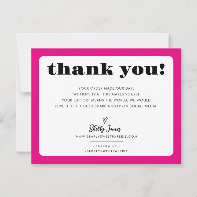 BUSINESS MERCI logo chic moderne fuschia rose (Devant)
