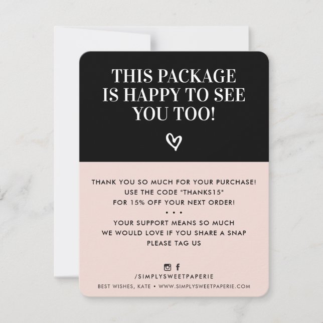 BUSINESS MERCI minimaliste moderne rose pâle noir (Devant)