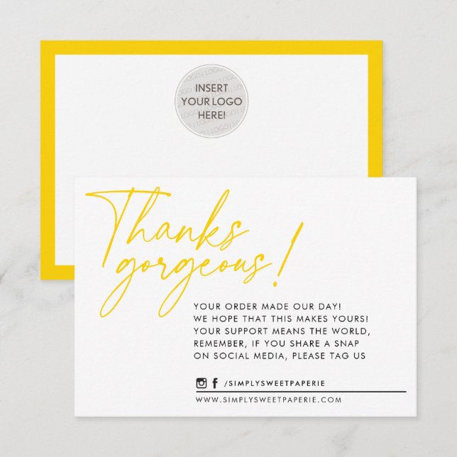 BUSINESS MERCI moderne bille stylo vieux jaune (Devant / Derrière)