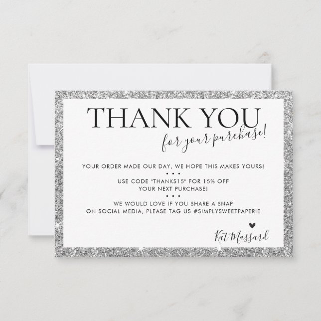 BUSINESS MERCI moderne chic faux argent parties sc (Devant)
