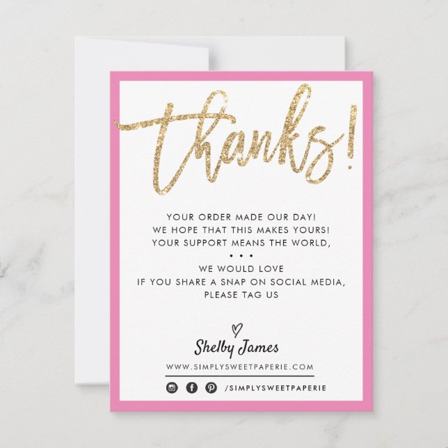 BUSINESS MERCI moderne chic or parties scintillant (Devant)