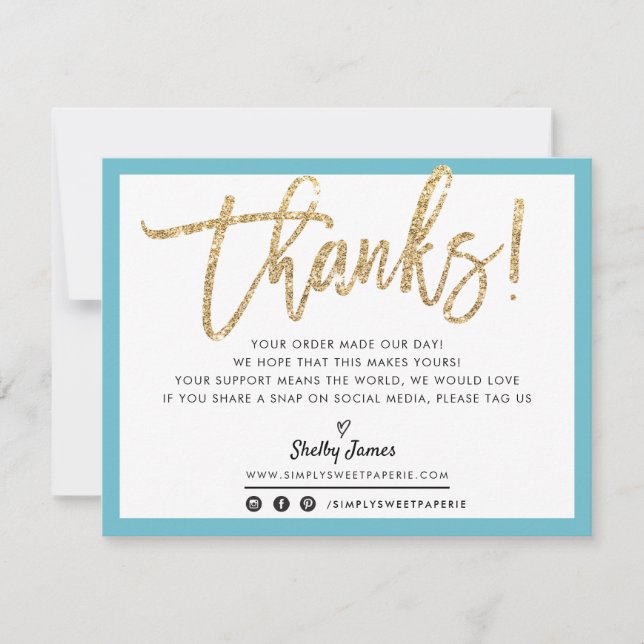 BUSINESS MERCI moderne chic or parties scintillant (Devant)