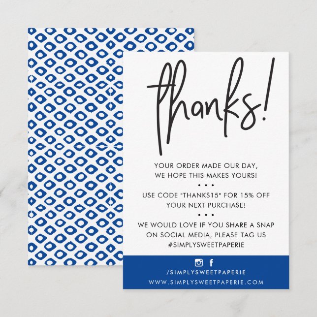 BUSINESS MERCI moderne client royal bleu ikat (Devant / Derrière)