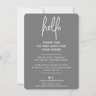 BUSINESS MERCI moderne hello gris encre blanche