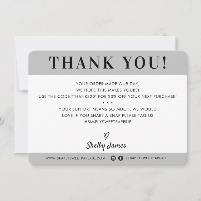 BUSINESS MERCI professionnel moderne gris simple (Devant)