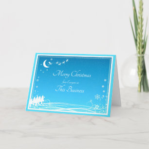 Business Merry Christmas Aqua Blue Greeting Holiday Card