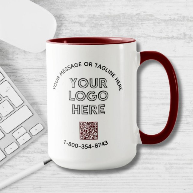 Business Message Custom Colour QR Code Logo  Mug (Creator Uploaded)