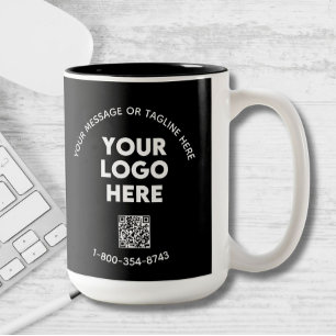 Business Message Custom Logo QR Code   Two-Tone Coffee Mug
