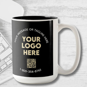Business Message Custom Logo QR Code Two-Tone Coffee Mug