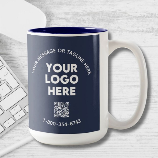 Business Message Logo Custom Colour QR Code   Two-Tone Coffee Mug (Creator Uploaded)