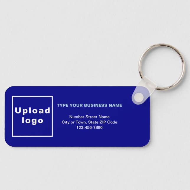 Business Minimal Information Blue Rectangle Keychain (Front)