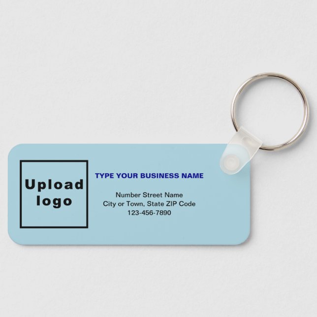Business Minimal Information Light Blue Rectangle Keychain (Front)