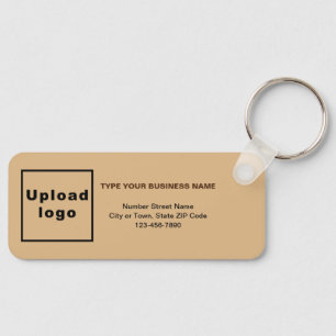 Business Minimal Information Light Brown Rectangle Keychain
