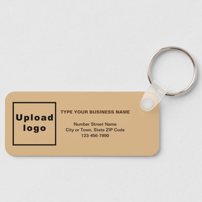 Business Minimal Information Light Brown Rectangle Keychain (Front)