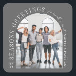 Business Modern Arch Photo Christmas grey Square Sticker<br><div class="desc">Modern minimal graphic abstract shape photo seasons greeting Christmas corporate business holiday grey square sticker design. Bold on trend design. Part of a holiday collection</div>