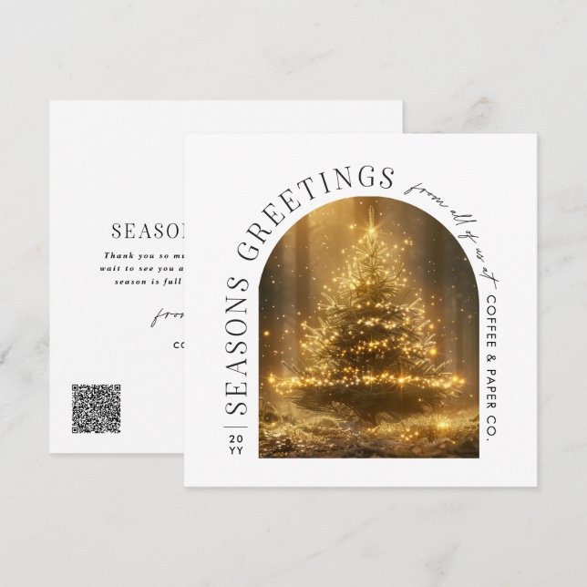 Business Modern Arch Photo Christmas Holiday Card (Front/Back)